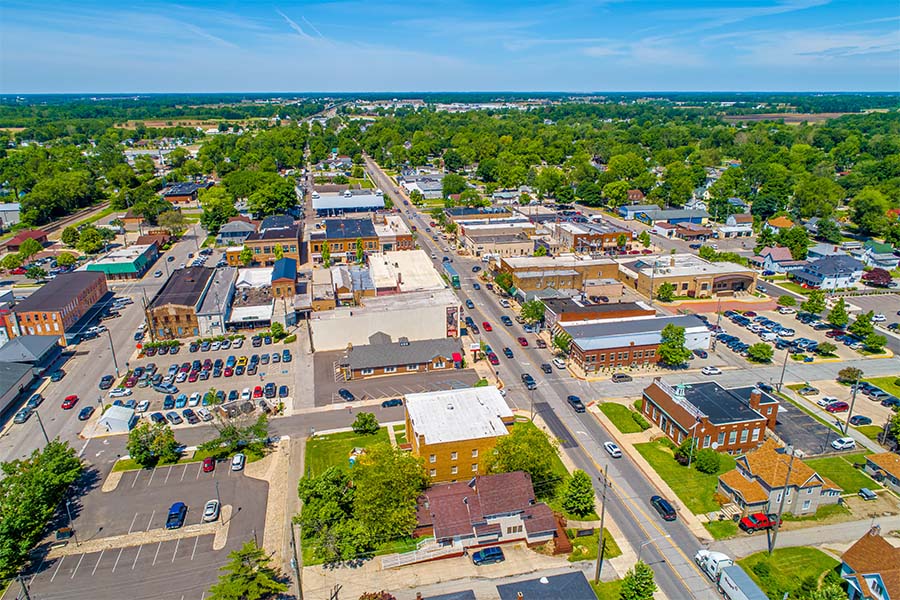 Athens TN - Aerial View of Small Town Athens Tennessee