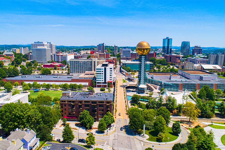 Tennessee - Aerial View of Downtown Knoxville Tennessee